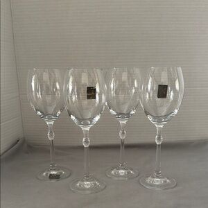 Christopher Stuart Czech Republic Carnegie Crystal Clear Wine Glass Set of 4 VTG